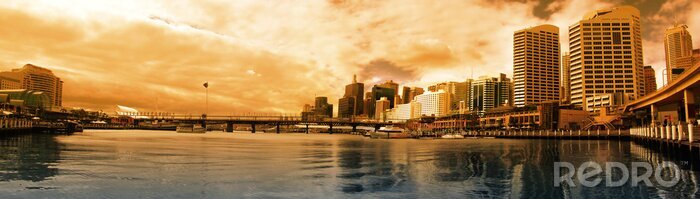Poster Breitwandstadt in Sepia
