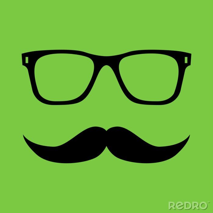 Poster Brille und Schnurrbart auf grünem Hintergrund