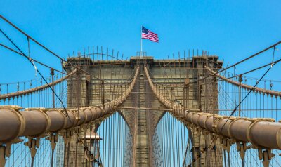 Poster Brooklyn Bridge mit der US-Flagge