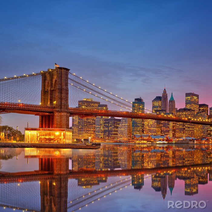 Poster Brooklyn Bridge und Manhattan
