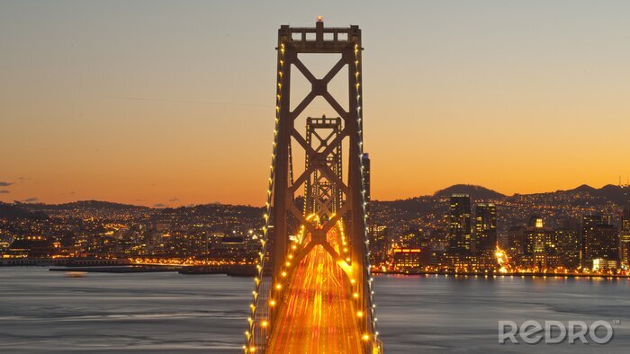 Poster Brücke Bay Bridge mit Beleuchtung