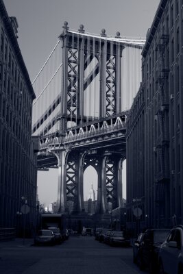 Poster Brücke schwarz-weiß in Manhattan