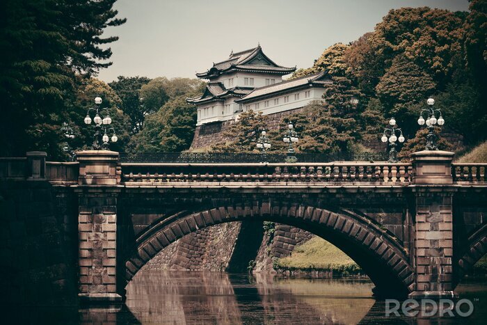 Poster Brücke und Gebäude in Tokio Asien