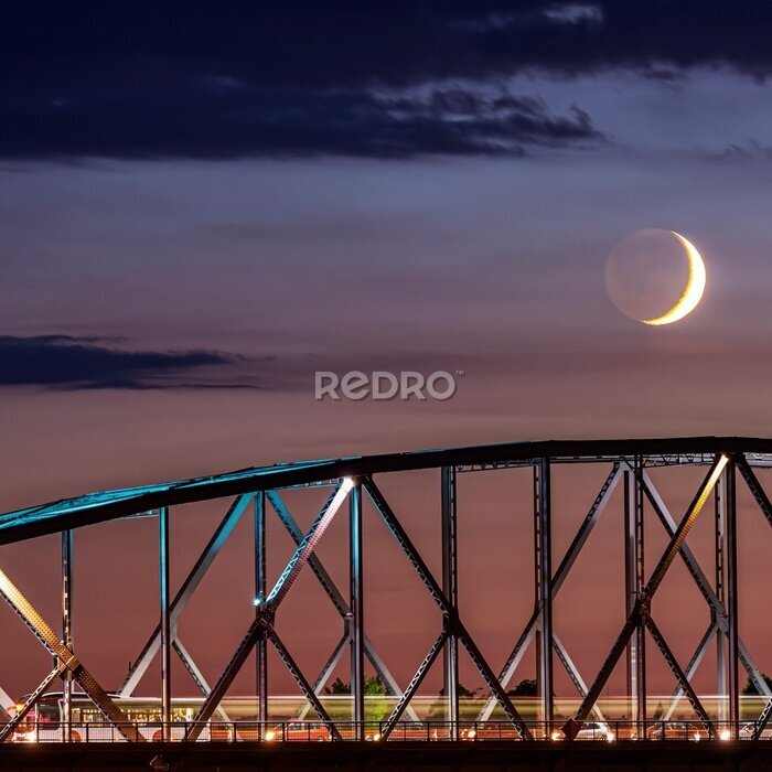 Poster Brücke und Mondsichel