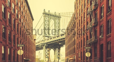 Poster Brücke von Manhattan im Retro-Stil