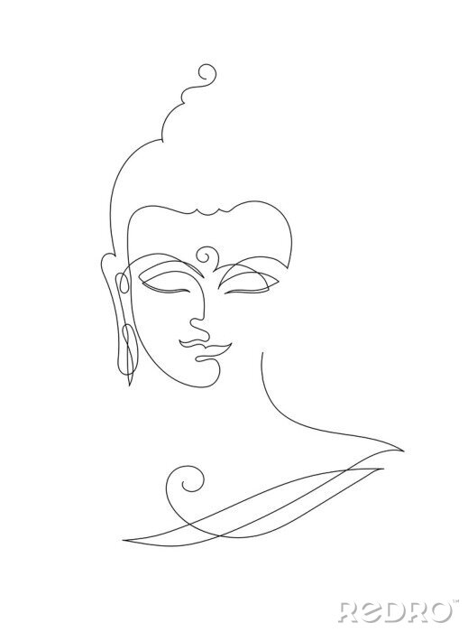 Poster Buddha im Linienstil