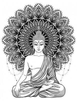 Poster Buddha mit einem Mandala