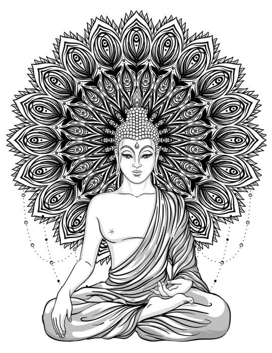 Poster Buddha mit einem Mandala