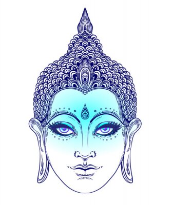  Buddhas Gesicht in Blautönen
