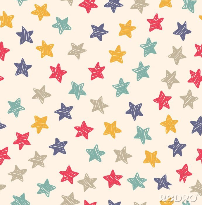Poster Bunt bemalte Sternchen