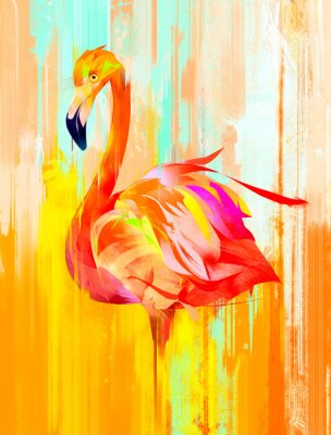 Poster Bunt bemalter Flamingo