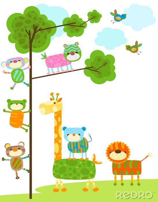 Poster Bunte abstrakte Haustiere