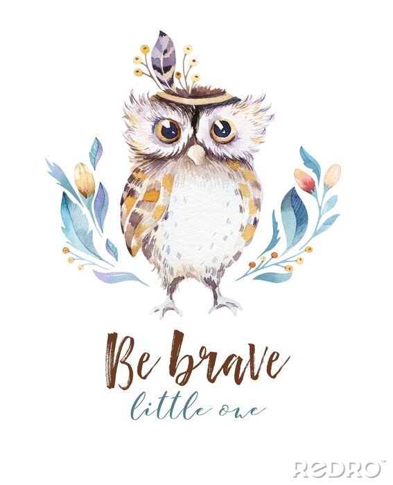 Poster Bunte aquarellfarbene Eule