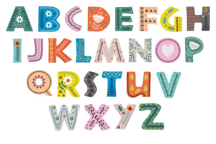 Poster Bunte Buchstaben des Alphabets im skandinavischen Stil