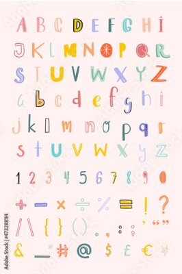 Poster Bunte Buchstaben und Zahlen