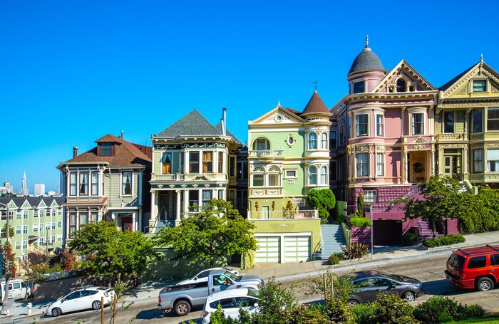 Poster Bunte Gebäude in San Francisco