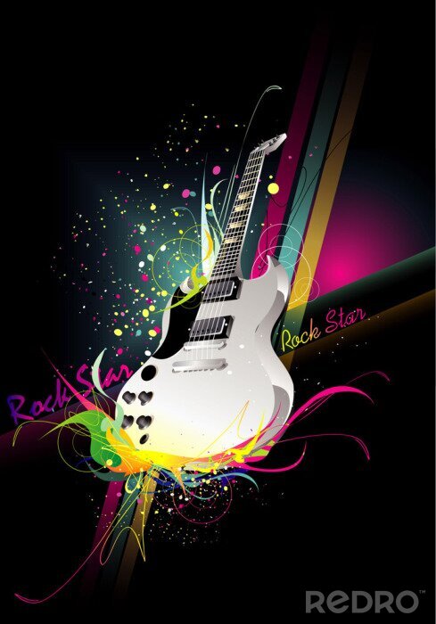 Poster Bunte Gitarre