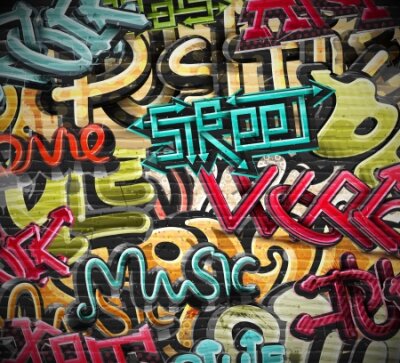 Poster Bunte Graffiti an der Wand
