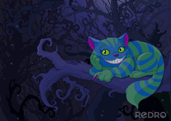 Poster Bunte Katze auf einem Zweig