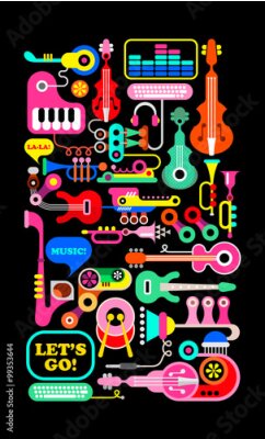 Poster Bunte Musikinstrumente