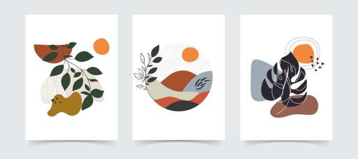 Poster Bunte Natur im Boho-Stil