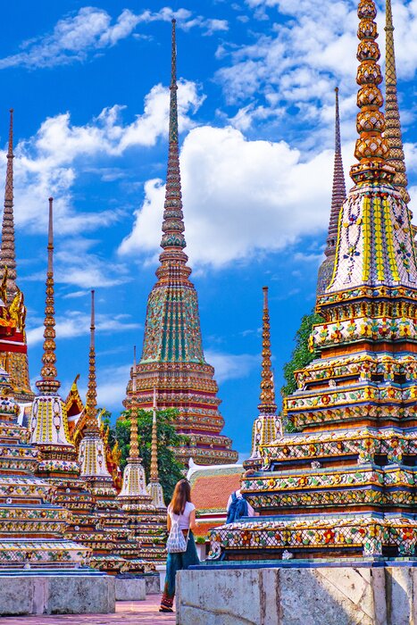 Poster Bunte Pagoden in Bangkok