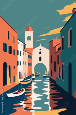 Poster Bunte Postkarte aus Venedig
