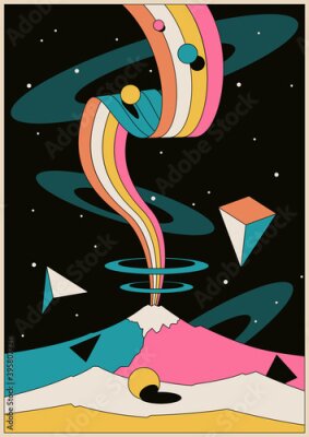 Poster Bunte Retro-geometrische Illustration
