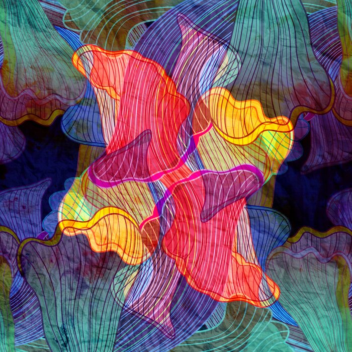 Poster Bunte Skitzen Abstrakter Blumen