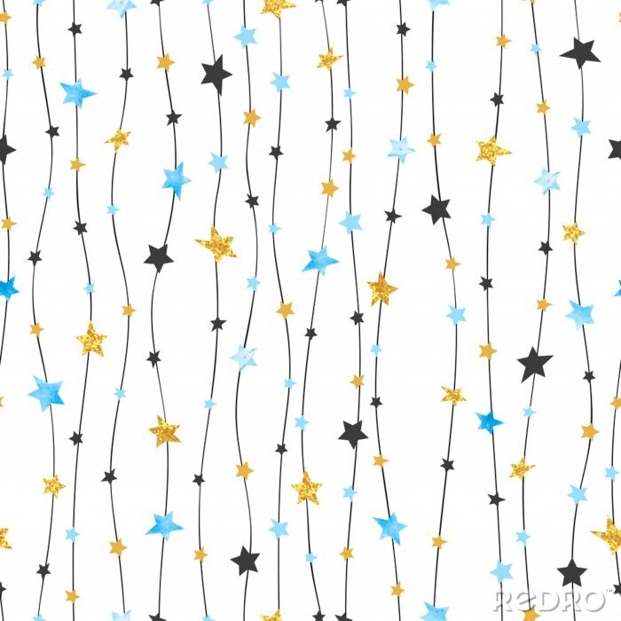 Poster Bunte Sterne an Schnüren Grafik