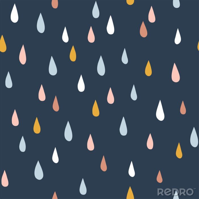 Poster Bunte Tropfen auf dunkelblauem Hintergrund im skandinavischen Stil