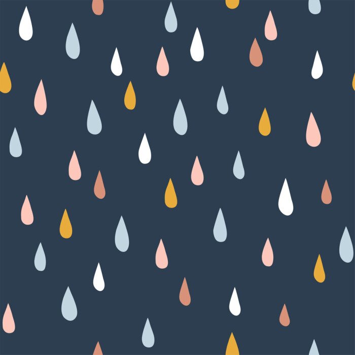 Poster Bunte Tropfen auf dunkelblauem Hintergrund im skandinavischen Stil