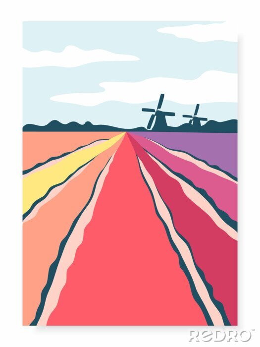 Poster Bunte Wiesen in den Niederlanden