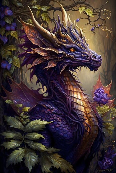Poster Bunter Fantasy-Walddrache