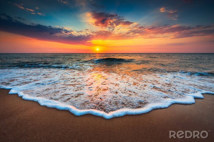 Poster Bunter Sonnenaufgang am Meer