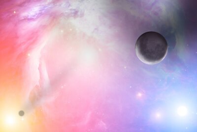 Bunter Sonnenaufgang und Planeten