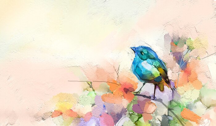 Poster Bunter Vogel Aquarell