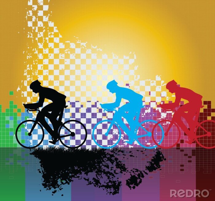 Poster Buntes abstraktes Thema mit Fahrrädern