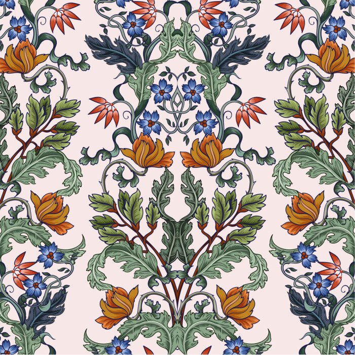 Poster Buntes Muster mit Blumen