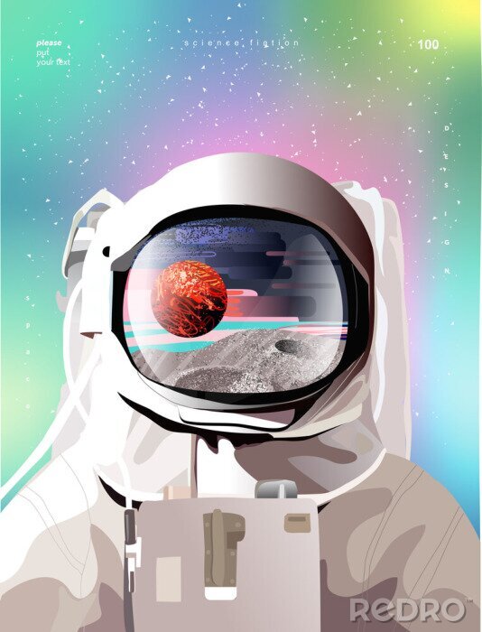 Poster Buntes Muster mit dem Astronauten