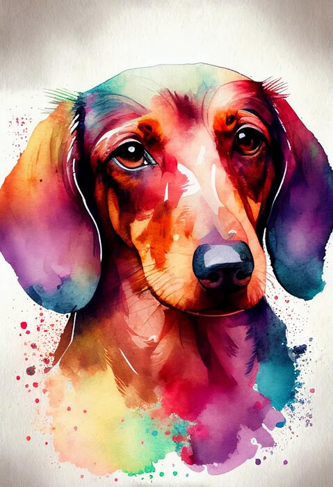 Poster Buntes Porträt eines Dackels