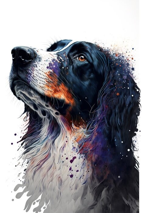 Poster Buntes Porträt eines Hundes