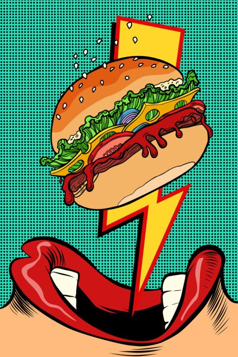 Poster Burger und Pop-Art-Mund