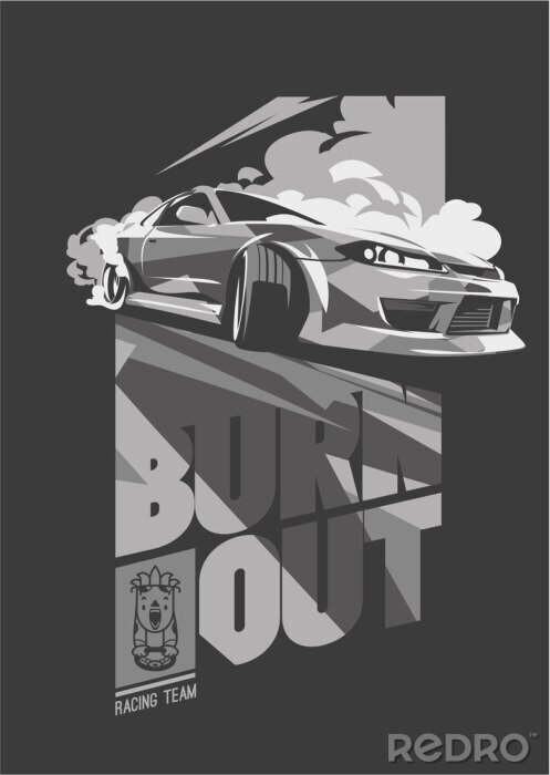 Poster Burnout Auto, japanischer Drift Sport, Street Racing