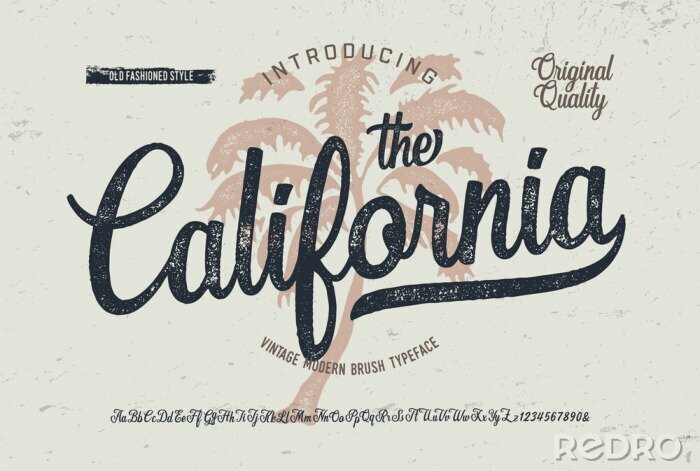 Poster &quot;California&quot;. Vintage Brush Font. Retro Typeface. Vector Illustration.