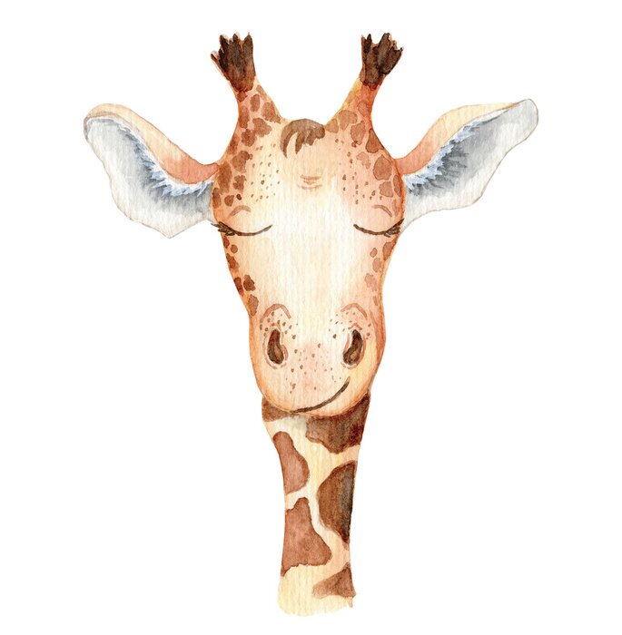 Poster Cartoon Giraffe mit geschlossenen Augen