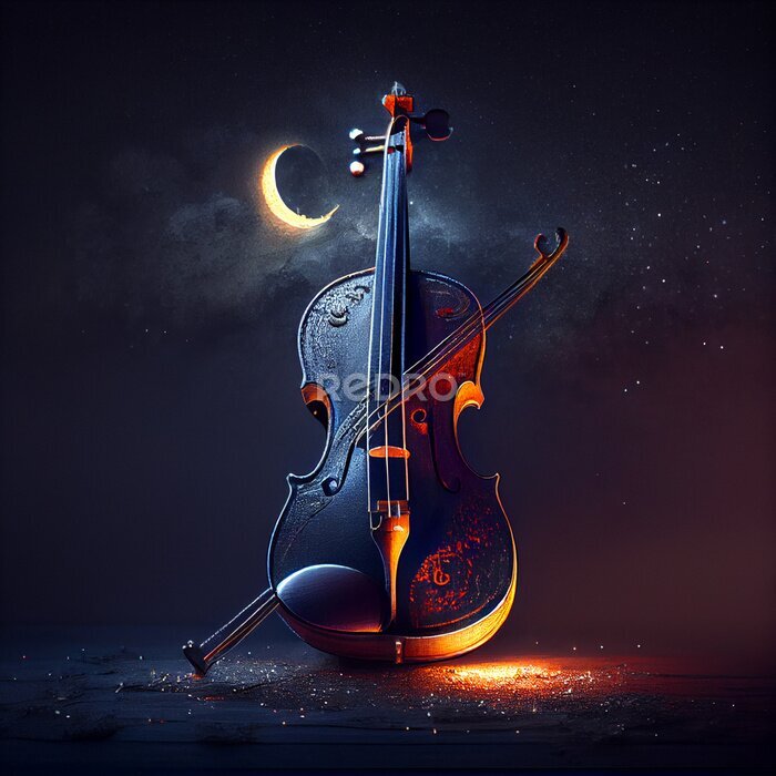 Poster Cello im Mondschein