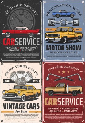 Poster Collage aus Autowerkstattanzeigen