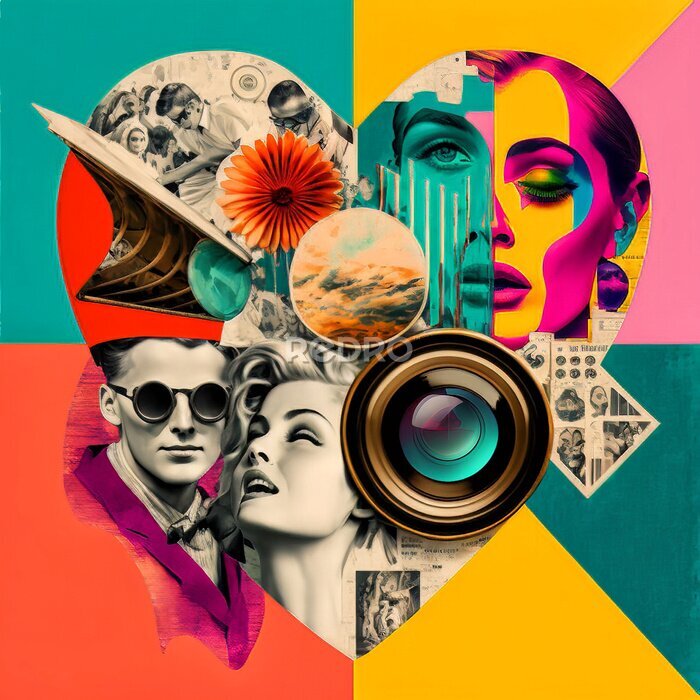 Poster Collage mit Menschen im Retro-Stil