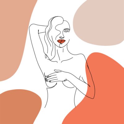 Collage mit weiblicher Silhouette und Formen